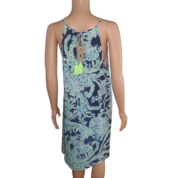 Lilly Pulitzer Margot Swing Dress Sz L High Tide Scuba Doo Pima Cotton Resort - Picture 3 of 8